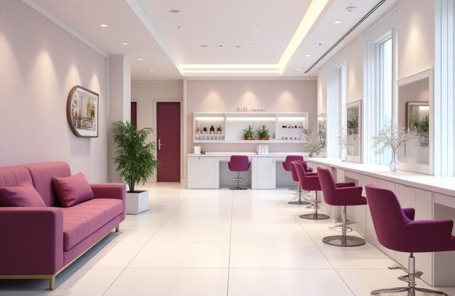 Elegant and clean interior view of Bella Mani salon in Rome
