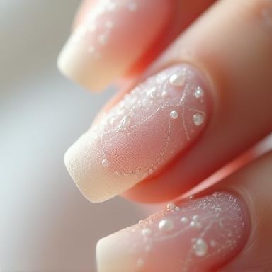 Delicate bridal nail art design with subtle details