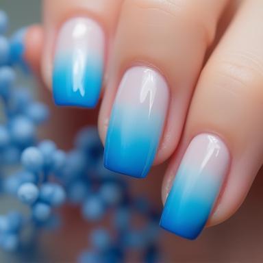 Beautiful blue ombre effect nail design