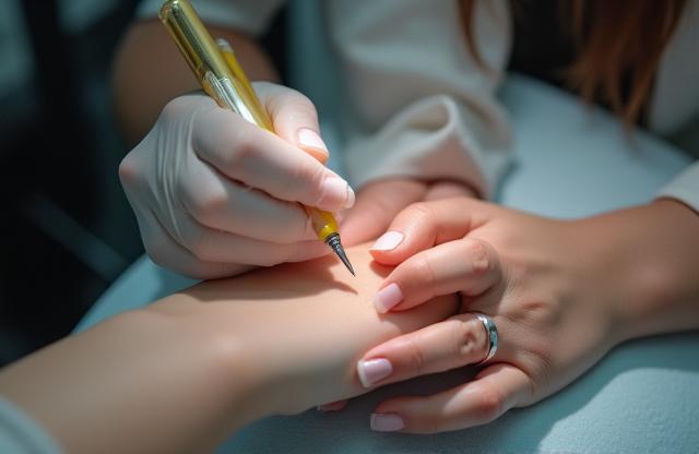 Close up of technician performing a manicure with care and precision